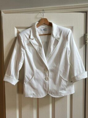 Italian White cotton blazer/jacket - 3/4 sleeve Edas - equiv size 8/10